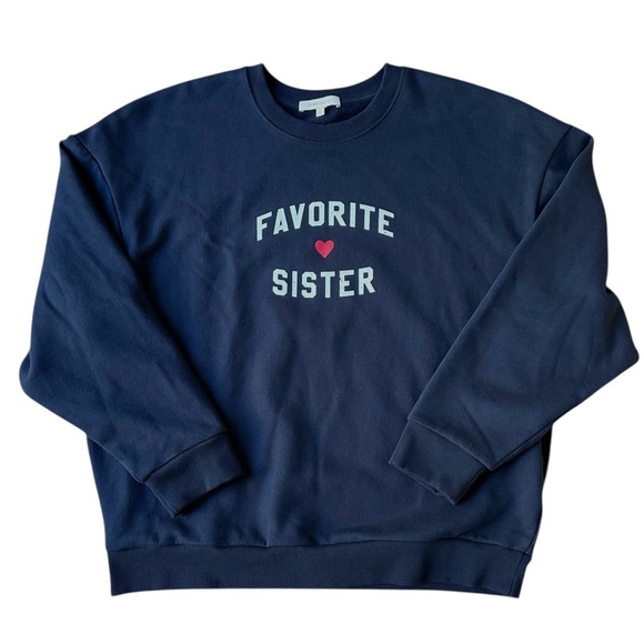 Favorite Daughter Sister Navy Blue Heart Crew Neck Pullover Sweatshirt Extra XL - Picture 2 of 15